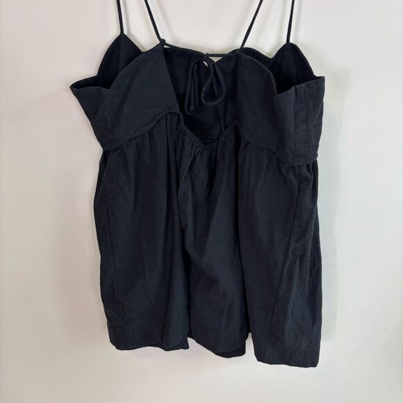 Free People Black Scalloped Edge Tie Back Tank Top Size Large - Picture 6 of 8